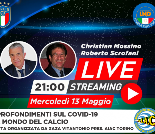 Diretta Facebook mercoledì 13 maggio: il Covid19 nel mondo del calcio