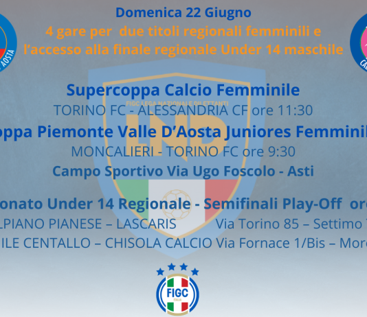 Domenica 22 Giugno: 4 gare per due titoli regionali femminili e l’accesso alla finalissima Play-Off del Campionato Under 14 maschile
