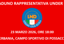 RADUNO RAPPRESENTATIVA UNDER 14 Lunedì 23 marzo 2026