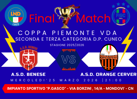 COPPA PIEMONTE VDA 2^-3^Categoria : Mercoledi la Finale