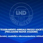 RINNOVO TESSERAMENTO ANNUALE PRESSO SOCIETÀ ATTUALE (PRELAZIONE NUOVA STAGIONE) – Termini, modalità e documentazione richiesta