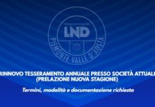 RINNOVO TESSERAMENTO ANNUALE PRESSO SOCIETÀ ATTUALE (PRELAZIONE NUOVA STAGIONE) – Termini, modalità e documentazione richiesta